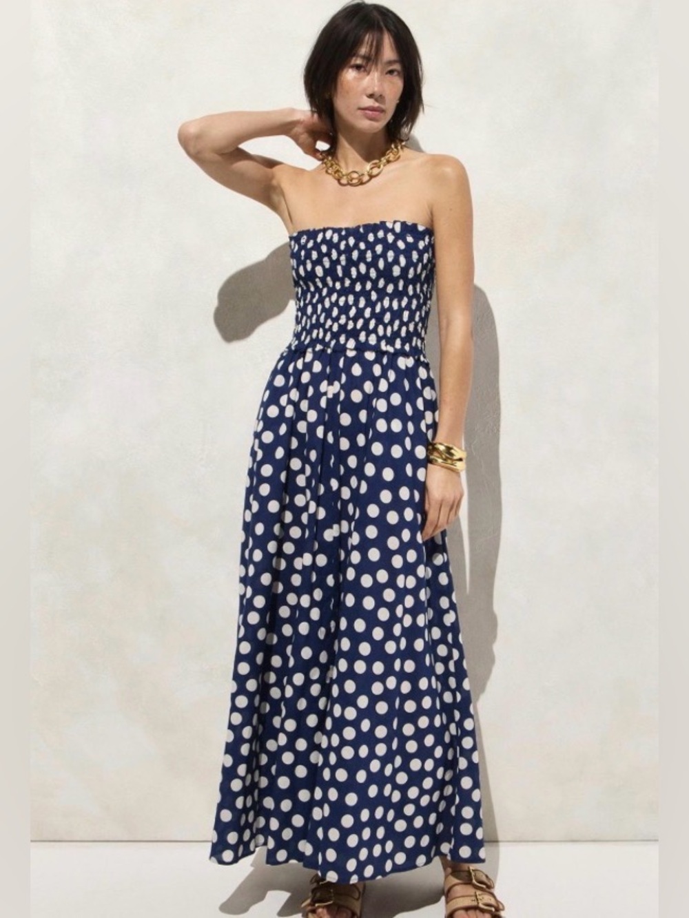 J. Crew Smocked Maxi Dress in Cotton Voile - Large